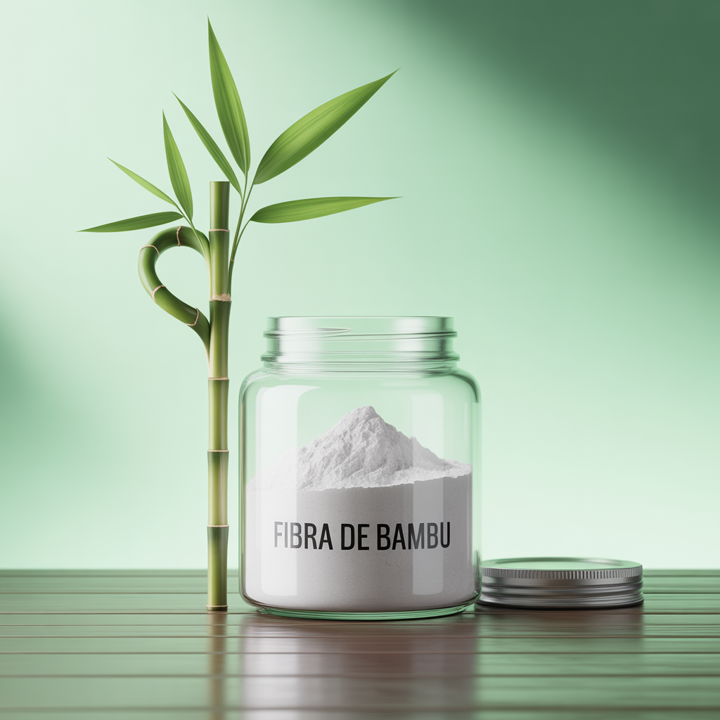 Fibra de bambu pura em pote de vidro